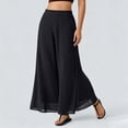 thumbnail image 2 of Summer Palazzo Pants for Women Dressy Casual Elastic High Waisted Wide Leg Chiffon Pants, XL, 2 of 7