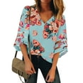 thumbnail image 1 of luvamia Women's Summer Floral Print V Neck Shirts Flowy Sleeve Blouse Casual Tops Size S, 1 of 8