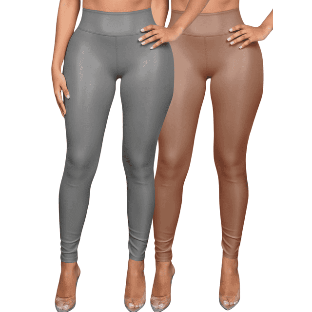 Set De Dos Leggins Moda Elegante Casual Mujer Vinipiel