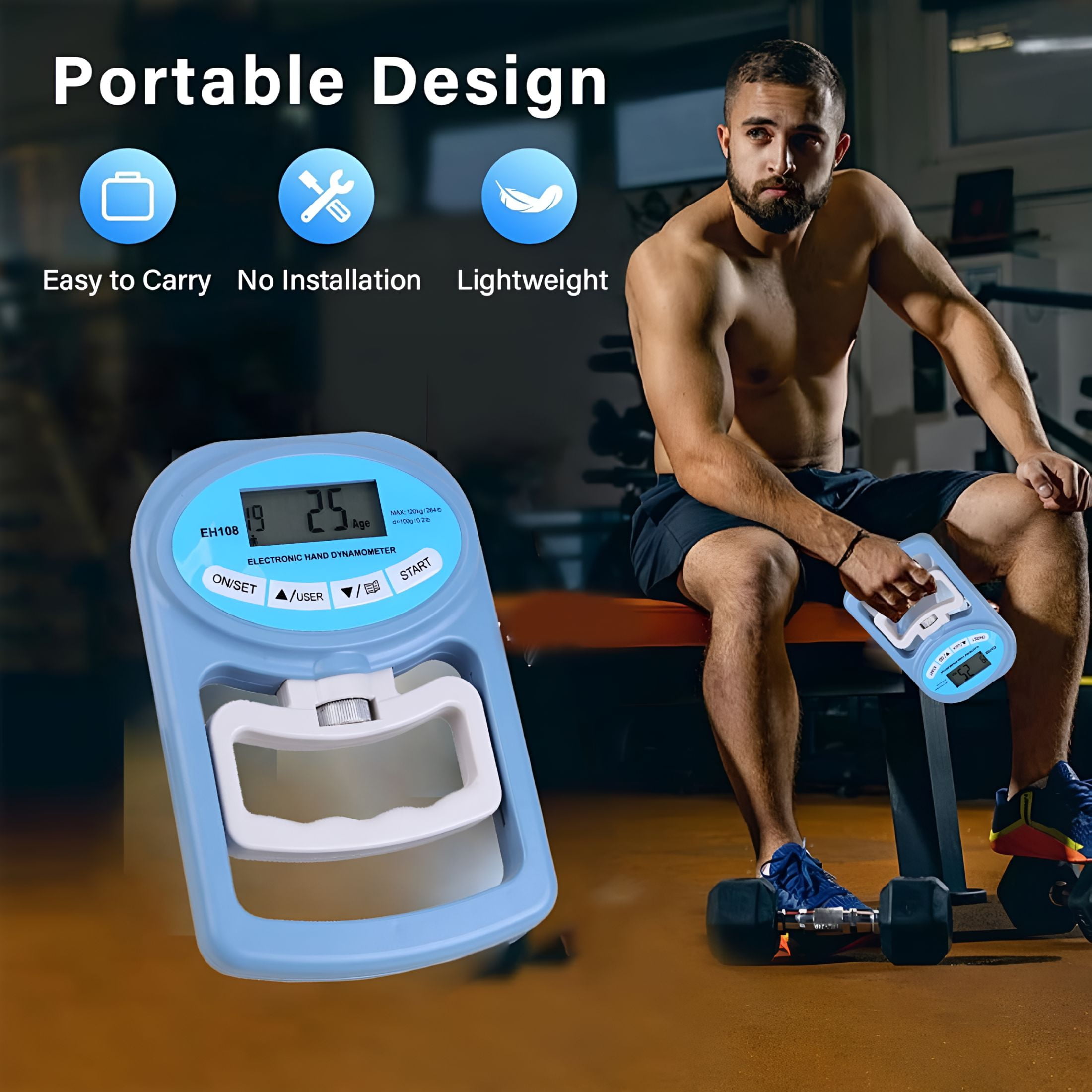 BESTSKY 2026 New Hand Dynamometer Grip Strength Trainer Electronic Hand Grip Strength Tester Grip Strengthener Hand Exerciser Meter Digital Hand Grip Training Gauge 396 Lbs for Sport Home School