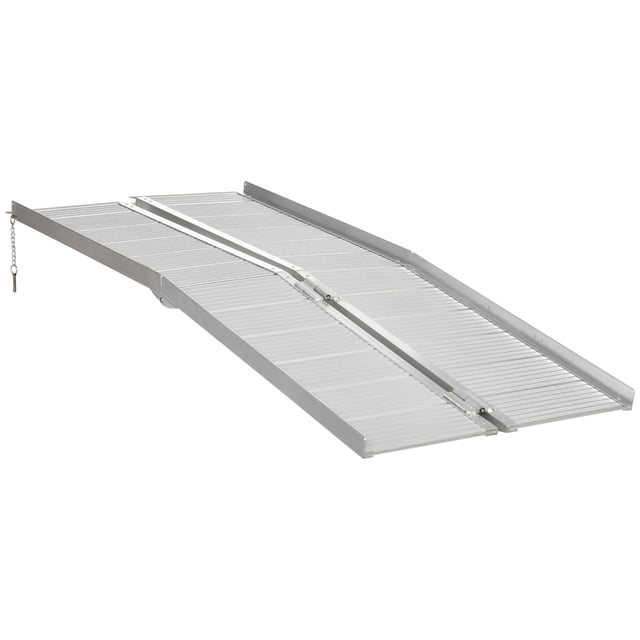 Silver Aluminum Folding Wheelchair Ramp - 6ft Portable Threshold Ramp for Home, Scooter, Steps & Doorways - Durable Mobility Aid