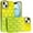 Yellow/Green, variant on Designed for Apple iPhone 14 / iPhone 13 (6.1") Fashion Flower Design Sparkle Glitter Shimmer Rhinestone Bling Leather Feel Thick TPU Rubber Hard PC Phone Case Cover - Dark Blue /Burgundy