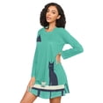 thumbnail image 3 of FORMRS Womens Long Sleeve Nightgowns Crew Neck Sleep Shirt Soft Pajamas Sizes S-3XL, Green Cat, 3 of 8