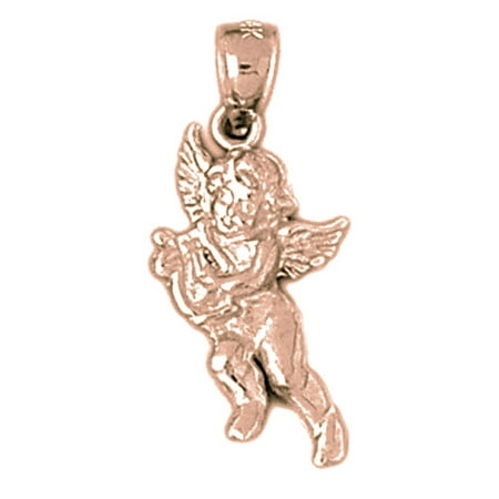 14K Rose Gold Angel Pendant - 26 mm