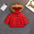 thumbnail image 3 of ATOGUTA Kids Boys Girls Down Jacket Coat Warm Winter Coat Windproof Rain Jacket Snow Coat Red, Size 6M-5T, 3 of 6