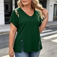 thumbnail image 4 of FchengtaiS Plus Size Tops Womens Short Sleeve V Neck Tshirts Hollow Out Summer Dressy Casual Loose Blouses 1X-5X, 4 of 7