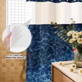 thumbnail image 3 of No Hook Shower Curtain, Navy Blue Ocean Waves Shower Curtains for Bathroom with See Through Top Window, Red Boat Coastal Waterproof & Washable Bath Curtain 60"x72", 3 of 9