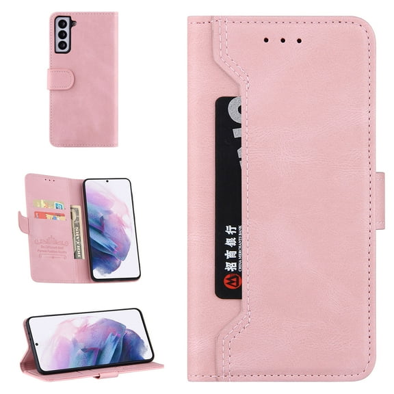Wallet Case for Galaxy S22 Credit Card Holder, Retro Design Magnetic Clasp PU Leather &  Soft TPU interior Folio Kickstand Durable Cover For Samsung Galaxy S22 Plus,
Rosegold