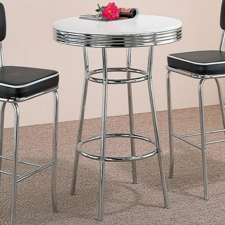 Polished Chrome Soda Fountain - Kingfisher Lane 1950's Soda Fountain Pub Table in White and Chrome