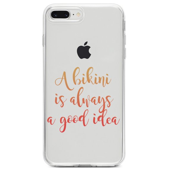DistinctInk Clear Shockproof Hybrid Case for iPhone 7 PLUS / 8 PLUS (5.5" Screen) TPU Bumper Acrylic Back Tempered Glass Screen Protector - A Bikini is Always a Good Idea