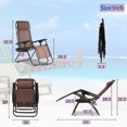 thumbnail image 7 of Set of 2 Zero Gravity Chairs Portable Lounge Patio Chairs Folding Zero Gravity Recliner with Pillow & Cup Holder for Patio, Poolside, Camping, Brown, 7 of 7