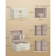 thumbnail image 5 of Caja Joyero de 3 Capas con Espejo, Organizador Joyas con 2 Cajones, Superficie PU, 21.5 x 24 x 15.8 cm, Regalo, Blanco Nube, 5 of 6