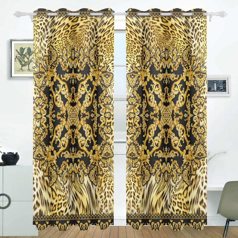 Popcreation Baroque Leopard Window Curtain Blackout Curtains Darkening