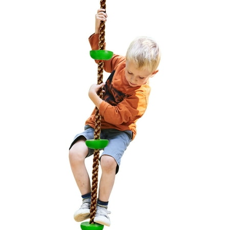 Climbing Rope Knotted Tree Swing Ladder- Kids Backyard Balance Equipment for Strength, Exercise and Healthy Fun for Boys and Girls by Hey!