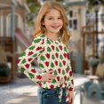 thumbnail image 3 of DISNIMO Girls Long Sleeve Tops Christmas Tree Print Girls Lace-up Crew Neck Tee Shirts Loose Fit Pullover Top Fall Winter Outfits Soft Blouse, 3 of 8