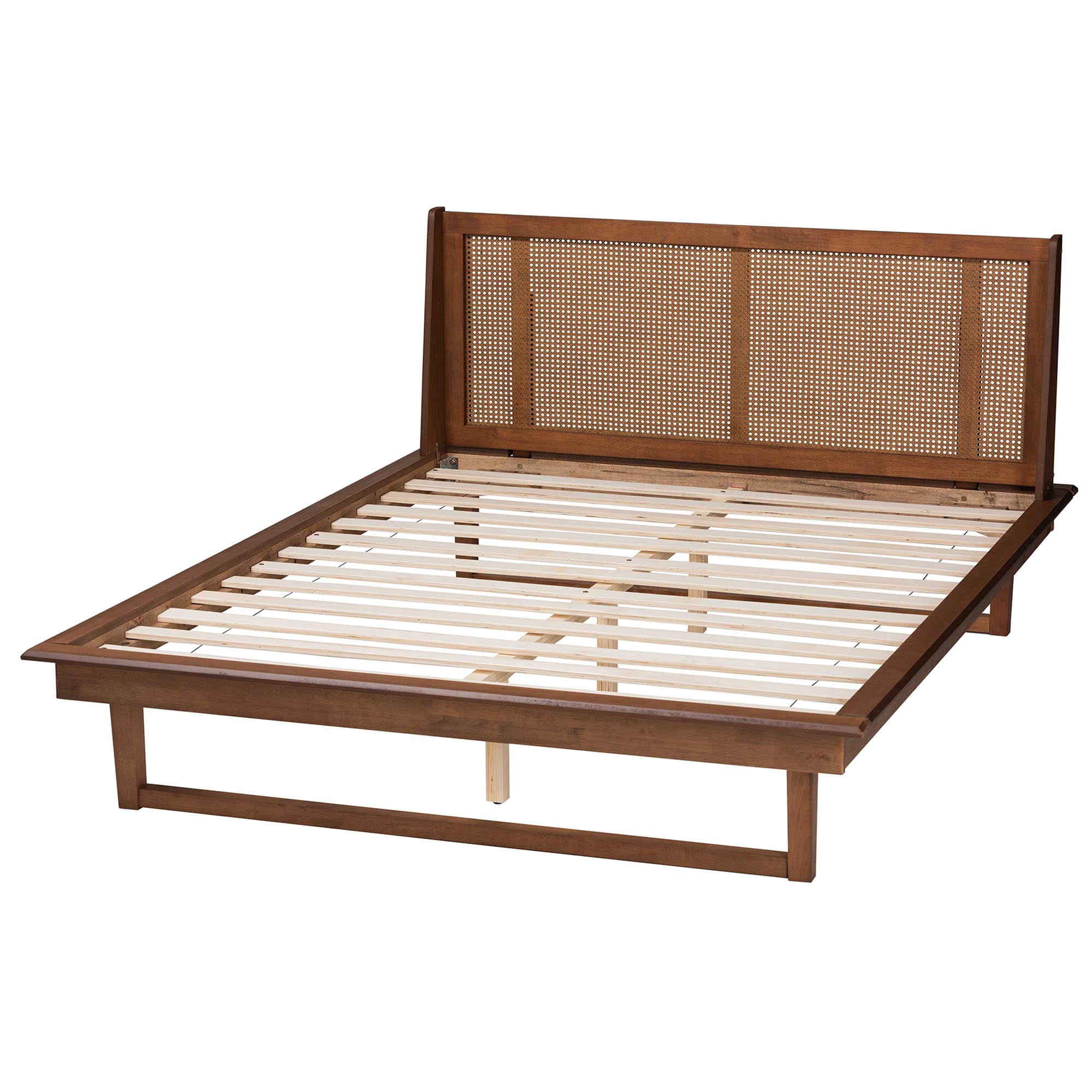 Baxton Studio Aveena Mid-Century Modern Walnut Brown Finished Wood Queen Size Platform Bed