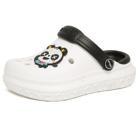 

Boys Girls Clogs With Cartoon Panda Charms Summer Comfortable Lightweight Hollow Out Sandals Beach Shoes For Toddler Children Kids