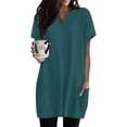 thumbnail image 2 of QASIEATN Women's Casual V Neck Short Sleeve Dress Loose Fit T Shirt Dress with Pockets Shirts for Women, 2 of 9