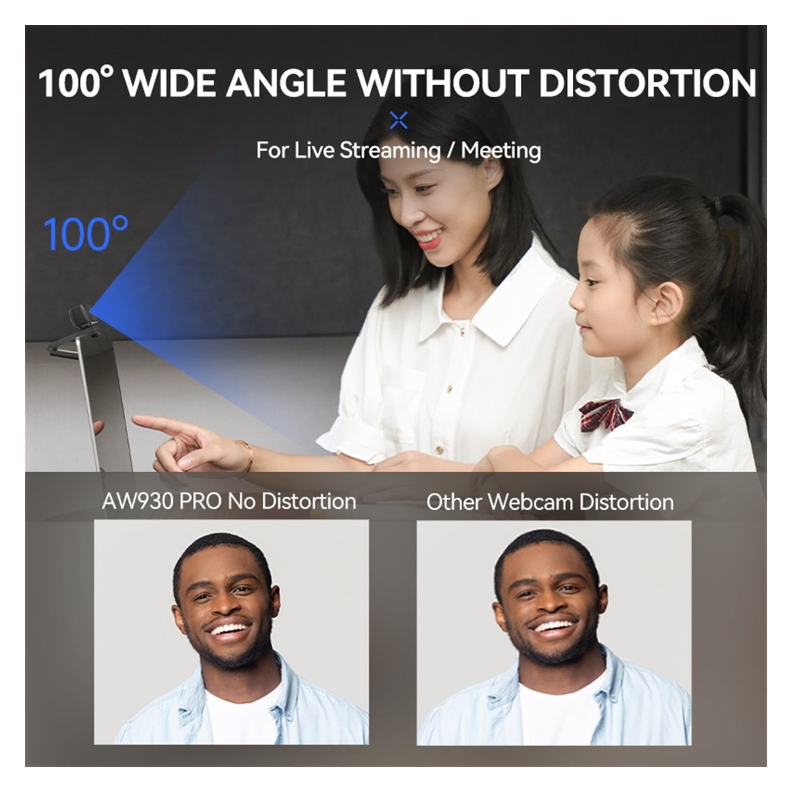Autofocus HDR 2K Webcam 100° Wide-Angle Type-C With Dual Noise Cancelling Mics For Meeting /Live Streaming/Recording ,Full Clarity