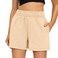 thumbnail image 2 of BRDFRL Womens 5" Sports Shorts Loose Comfy Yoga Sweat Cotton Shorts Athletic Fit High Waist Pockets Running Lounge Short Pant Beige M, 2 of 9
