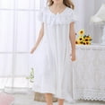 thumbnail image 2 of Coerni Girls Lace Nightgown Plain Kids Ruffle Pajamas Dress Striped Polka Dot Long Dresses Sleepwear Loose Outfits, 2 of 9