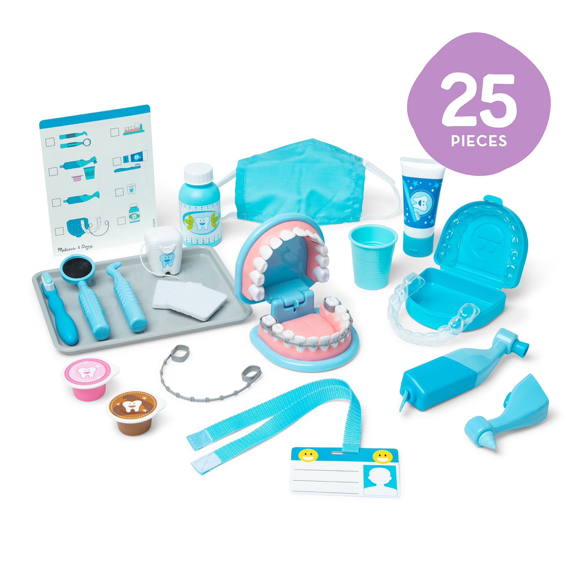 Melissa & Doug Super Smile Dentist Kit With Pretend Play Set of Teeth And Dental Accessories (25 Toy Pieces)