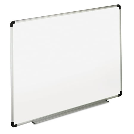 Universal Dry Erase Board, Melamine, 48 x 36, White, Black/Gray Aluminum/Plastic Frame