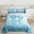 thumbnail image 2 of Castle Fairy Bowknot Initial Alphabet R Bedding Comforter Set 2pcs for Female Men,Sparkling Graffiti Splash Twin Comforter Sets Microfiber,Dreamy Princess Bling Glitter Breathable Bedding Set, 2 of 8