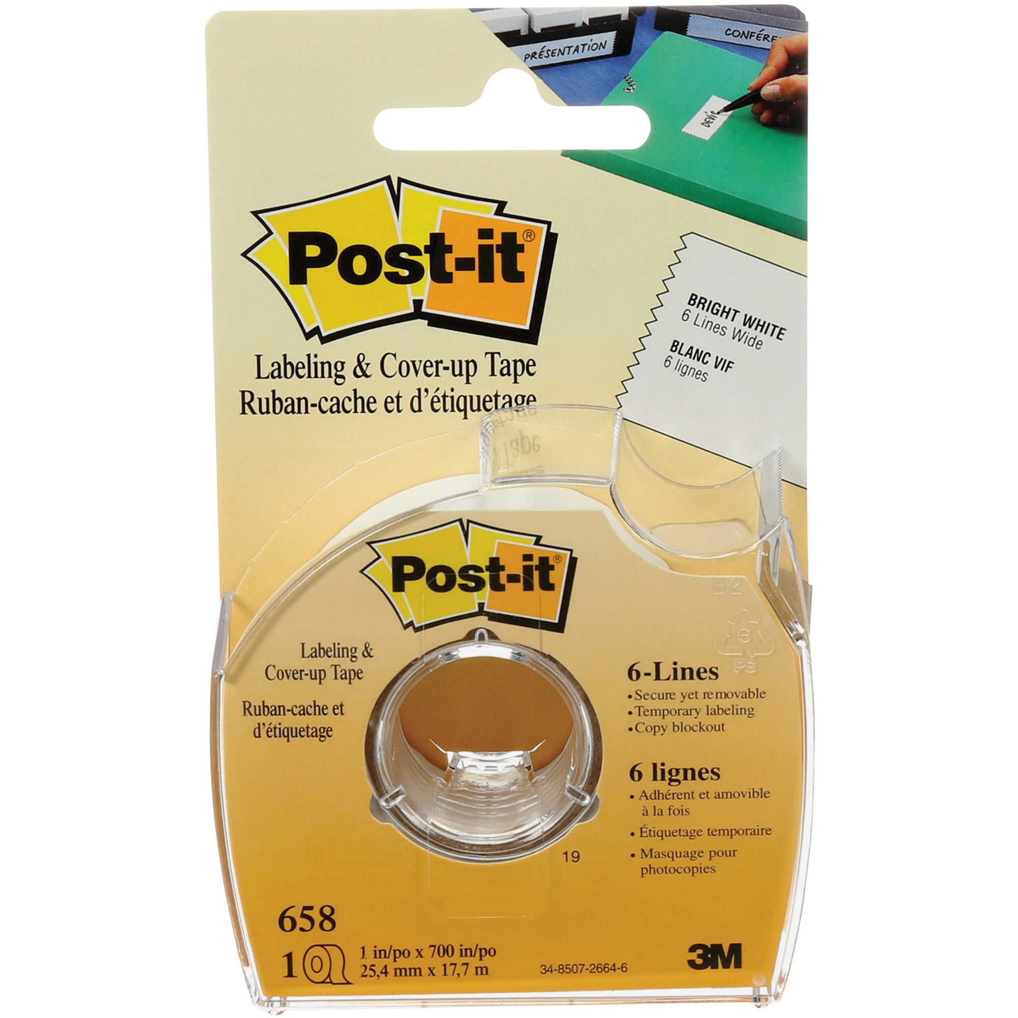 1 in x 700 in 1 Pack Post-it Labeling & Cover-Up Tape 1 Roll 658