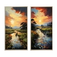 thumbnail image 2 of Designart "Coucher de Soleil sur une Rivière du Vietnam Delta II" Art Mural Encadré Vietnamien Ensemble de 2 - Ensemble de Cadres Muraux de Galerie de Paysages Rouges pour Décoration Intérieure, 2 of 6