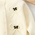 thumbnail image 4 of Lorytime Girls Cardigan Sweater size 4-6 Kids Bow Tops Button Crewneck Long Sleeve Knitwear Spring Outwear Beige 130, 4 of 6