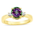 thumbnail image 2 of Star K � 3 Three Stone Round Rainbow Mystic Topaz Classic Engagement Promise Ring, 2 of 9