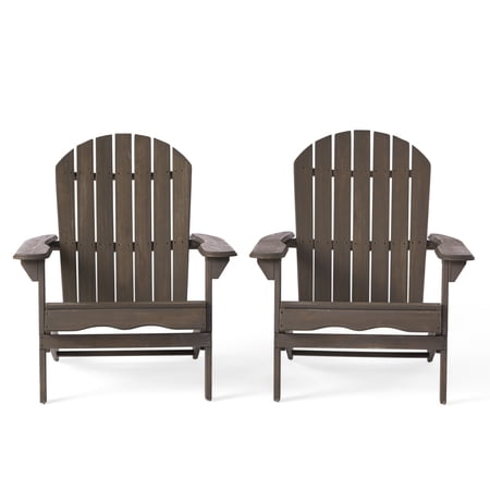 GDF Studio Milan Outdoor Acacia Wood Adirondack Chair (Set of 2) Gray