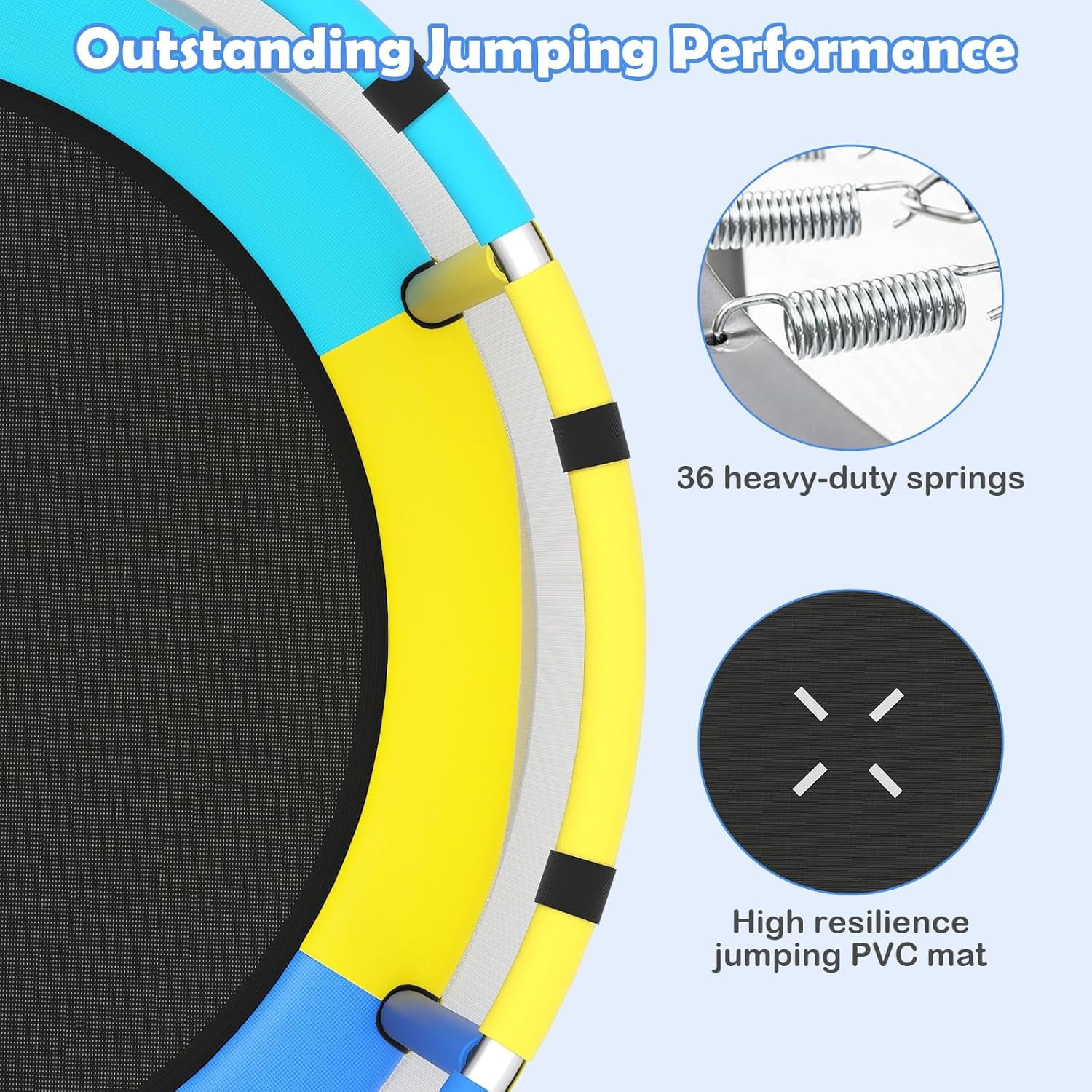 OLAKIDS 55" Trampoline for Kids Enclosure Net Heavy Duty for Boys Girls Outdoor Indoor