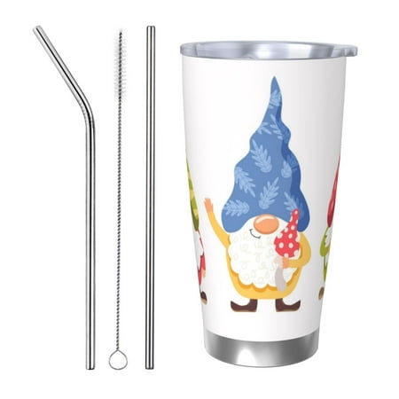 

Matuu Autumn Funny Gnomes for 20oz Durable Thermal Cups Keep Drinks Cold and Hot Insulated Car Mug with Lid-Straw Three-piece Set