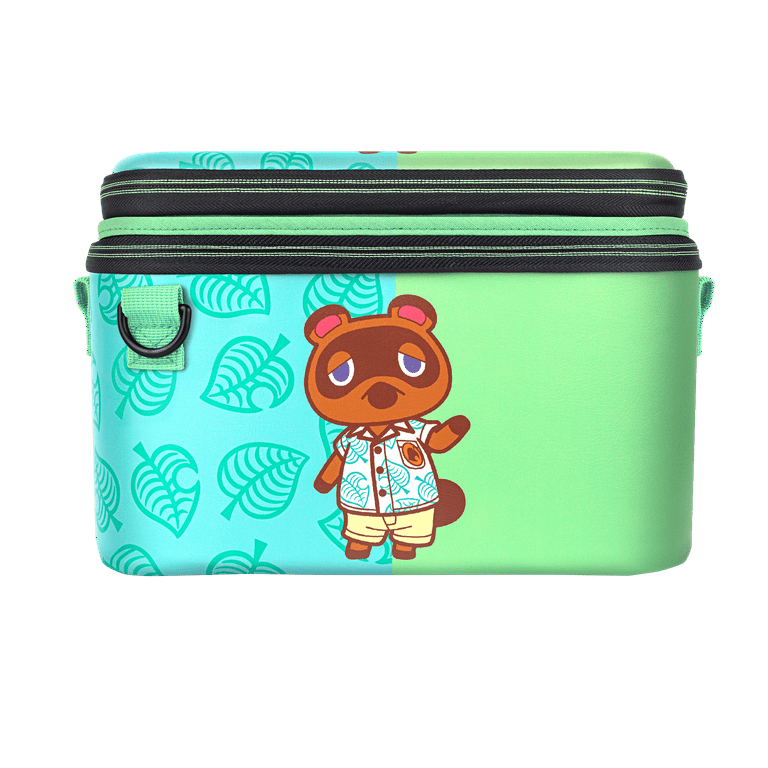 PDP Gaming Pull N Go Travel Case 2 in 1 with Built in Console Stand Removeable Straps and Interchangeable Dividers Animal Crossing Tom Nook