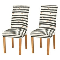 Yayeee 2 Pack Dining Chair Covers Stretch Parson Chairs Slipcovers Seat Protector, Black Stripes