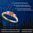 thumbnail image 2 of Gem Stone King 18K Yellow Gold Plated Silver Ecstasy Mystic Topaz and Pink Lab Grown Diamond Engagement Ring for Women | 1.50 Cttw | Round 5MM | Gemstone November Birthstone | Size 6, 2 of 6