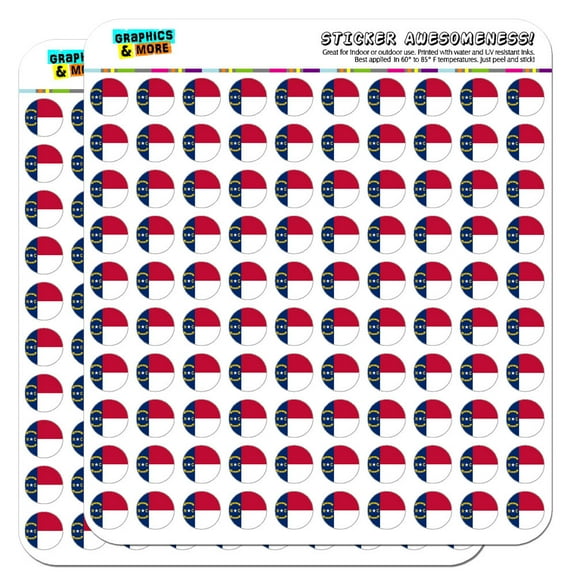 North Carolina State Flag 1/2" (0.5") Scrapbooking Crafting Stickers