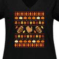 thumbnail image 4 of Inktastic Ugly Thanksgiving Sweater Design with Turkey and Football Women's Plus Size V-Neck T-Shirt, 4 of 5
