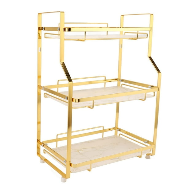 Estante Esquinero para Baño, Estante Organizador, Organizador Baño, Organizador de Especias, Montado en la Pared, Estable y Dorado para Dormitorio (3 Niveles)