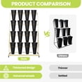 thumbnail image 5 of Flower Display Stand 4 Layers, 16 PCS Black Buckets, Revolving, Metal Frame, Movable Metal Plant Stand, Plant Stand with Wheels for Florist Shop, Office Decor, 5 of 8