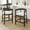 Beige+Black, variant on Modern Upholstered Counter Stools with Cutout Barrel Back and Rubberwood Frame, Beige+Black, Set of 2