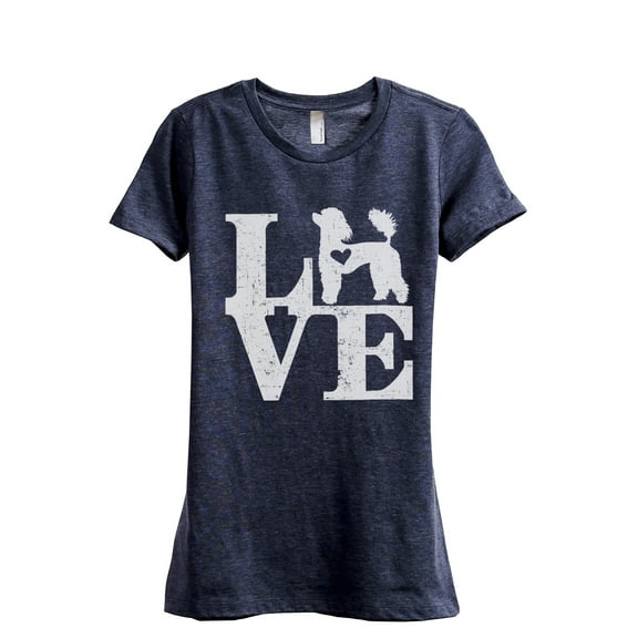 LOVE Poodle Women's Fashion Relaxed T-Shirt Tee Heather Navy Medium