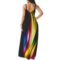 thumbnail image 4 of Diconna Female Rainbow Striped V-Neck Sleeveless Spaghetti Strap One-Piece, 4 of 9