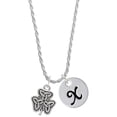thumbnail image 1 of Delight Jewelry Silvertone Shamrock with Celtic Knot Silvertone Script Initial Disc - X - Charm Necklace, 20"+3", 1 of 1