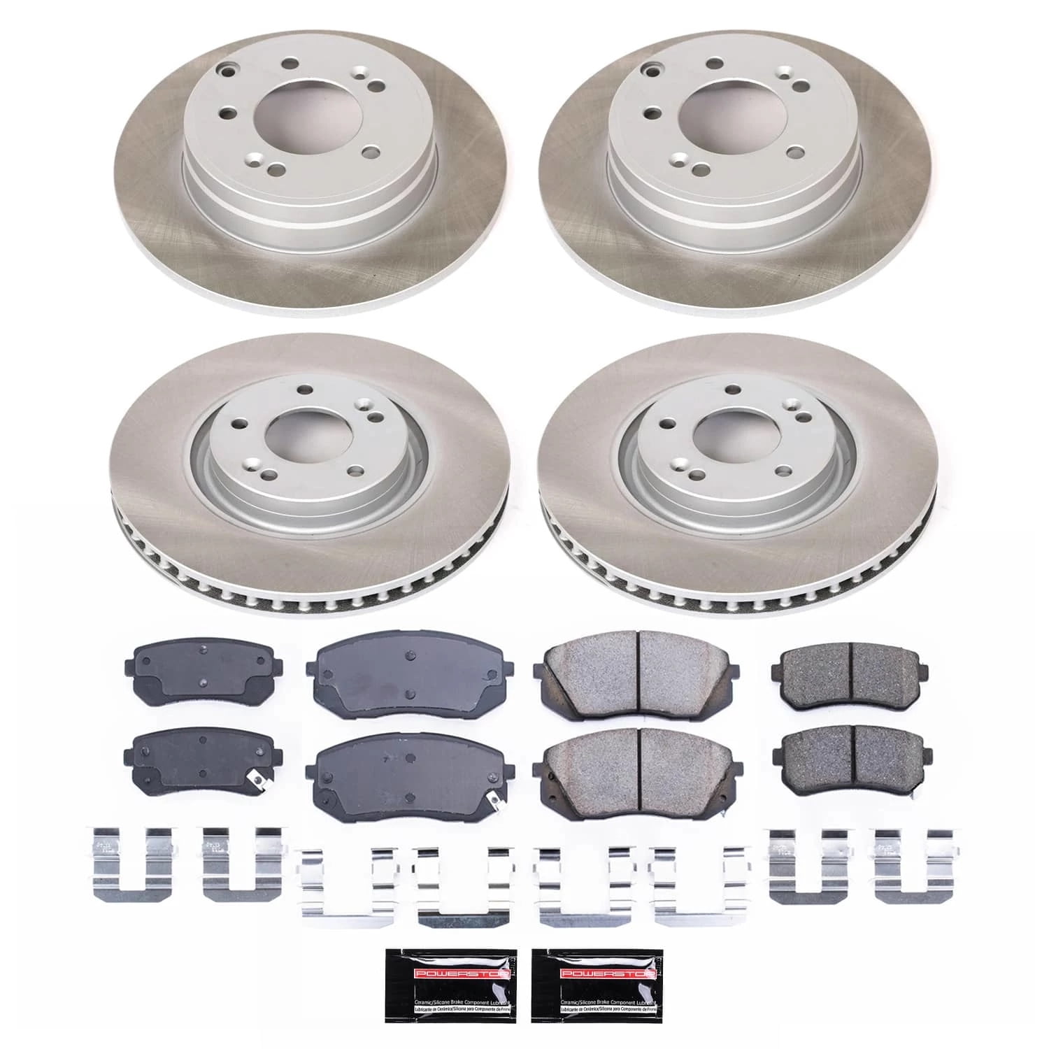 PowerStop Front and Rear Semi-Coated Rotor and Low-Dust Ceramic Brake Pad Kit SC7113