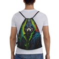 thumbnail image 2 of Drawstring Backpack - Realistic Style Wolf Warrior Splash Proof Small Drawstring Gym Bag for Women Men, Cinch Sports String Bag Backpack for Travel Swimming Beach, 2 of 8