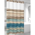thumbnail image 4 of Blue Brown Beige No Hook Shower Curtain Waterproof,Bathroom Curtains with Snap in Liners and See Through Top Window,Boho Farmhouse Country Abstract Striped Hotel Bathtub Curtains Shower 36"Wx72"L, 4 of 8