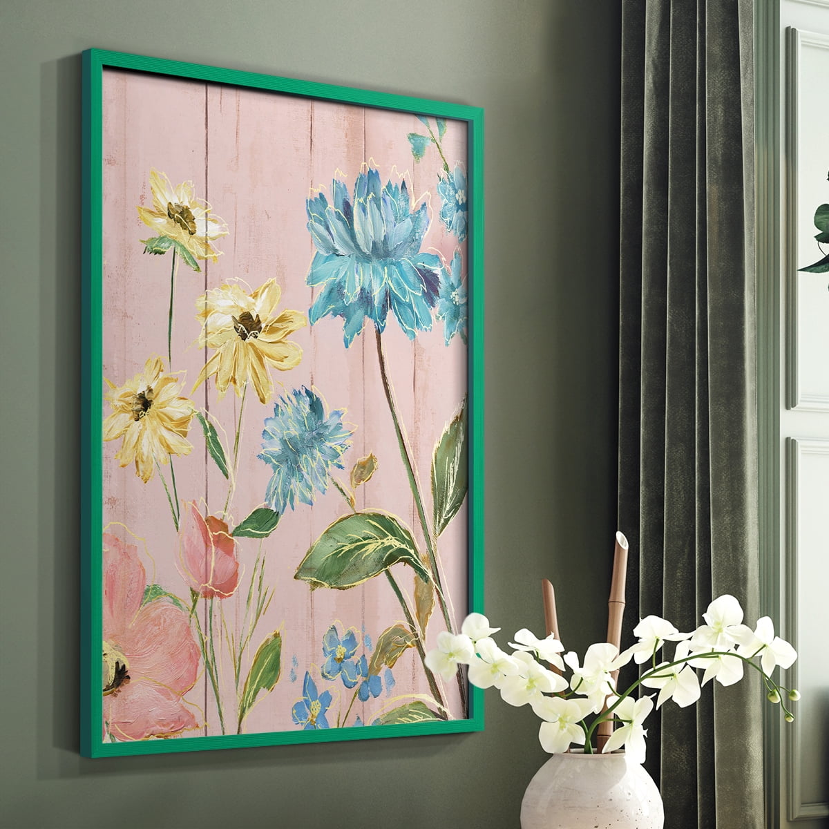 Wildflower Flutter IV Framed Print - Solid Wood in Single Picture Frame Solid Wood 2 Framed Print